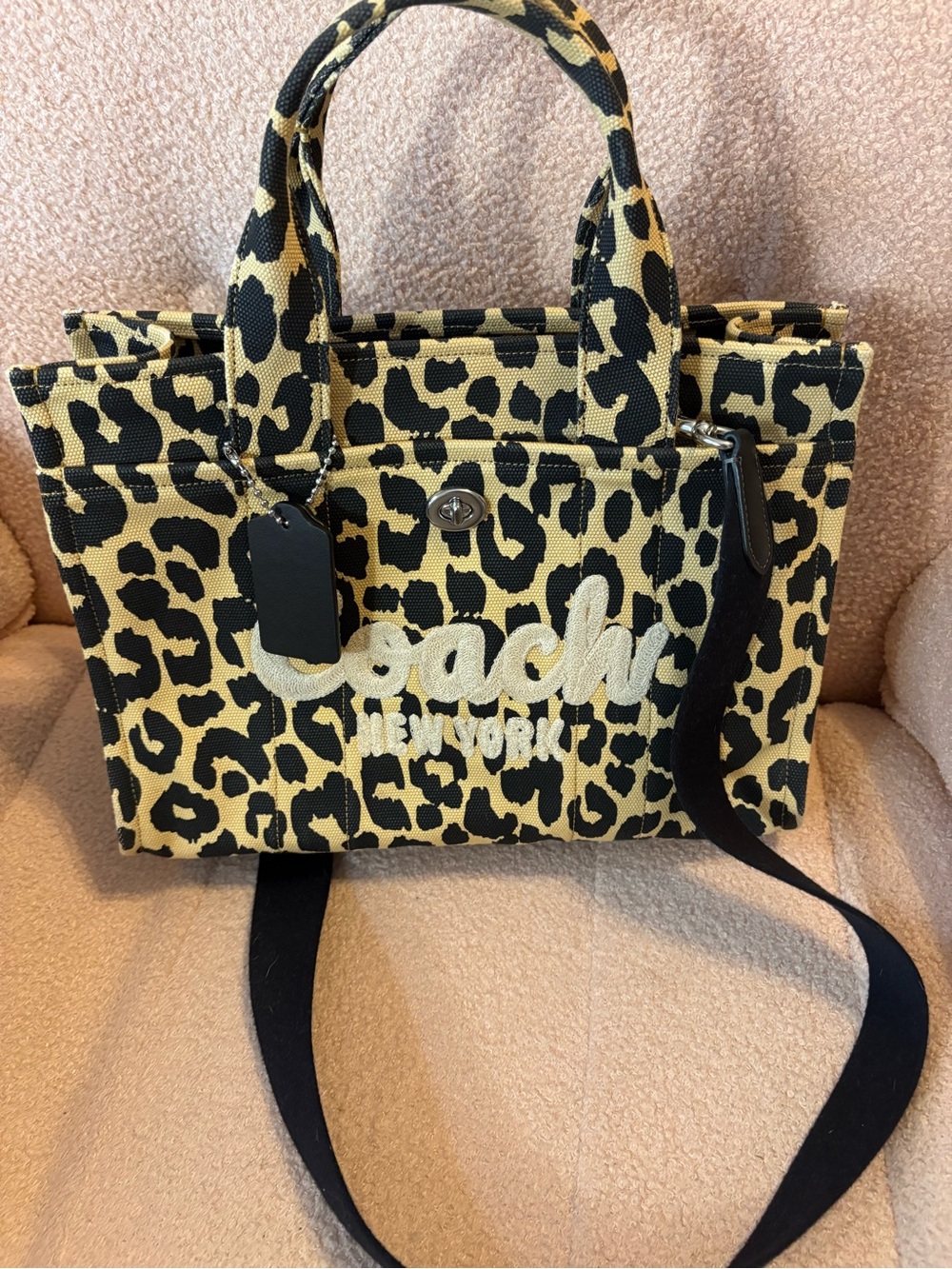Coach cargo tote 34 in leopard print